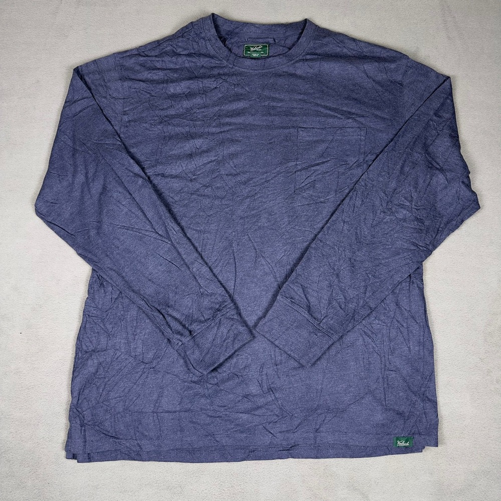 Woolrich Green Label Mens Long Sleeve Pocket T-Shirt Navy Heather L